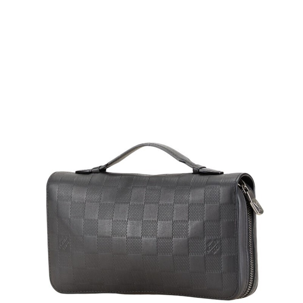 Louis Vuitton Long Black Leather Wallet Round Infini Zippy Zipper Onyx Damier